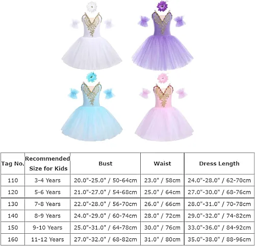 Vista 7 de AFAVOM Toddler Ballet Leotard for Girls Camisole Skirt Leotard Swan Lake Ballet Dance Dress with Accessories for Performance