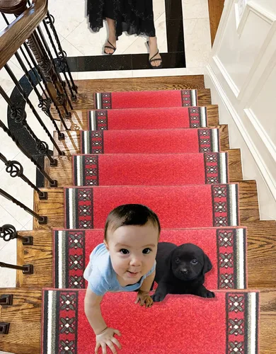 Vista 7 de Gloria Alfombra antideslizante de goma trasera para escaleras, alfombrillas antideslizantes para escaleras, juego de 7 (8.5 x 26 pulgadas)