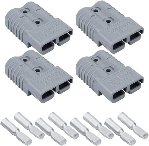 Vista 8 de Conector de desconexión rápida de batería de 175 amperios, conector de cable de puente de 1/0 AWG, gris, 600 V para camión de remolque, cabrestante