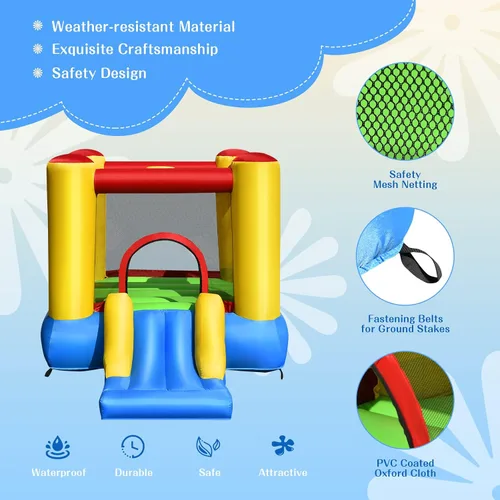 Vista 2 de HONEY JOY Casa inflable para rebotar, rebote de luna inflable para niños con tobogán, área gigante de salto, estacas, bolsa de transporte, castillo