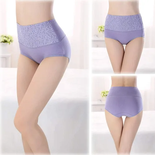 Vista 5 de Women's High Waist Panties Tummy Control Briefs Cotton Underwear No Muffin Top