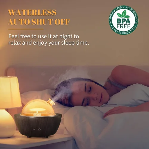 Vista 5 de Difusores de Aceite Esencial de Vidrio, Difusor de Aromaterapia de 280 ml para Aceites Esenciales de Habitación Grande, Humidificador de Niebla Fría