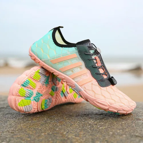 Vista 3 de Whatseaso Zapatos acuáticos para mujeres y hombres, de secado rápido, zapatos descalzos para buceo, natación, surf, aqua, caminar, playa, yoga