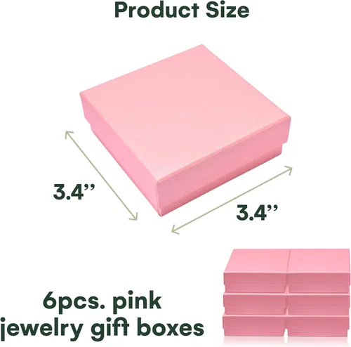 Vista 3 de Dawhud Direct Joyero pequeño, paquete de 6 cajas de regalo pequeñas de cartón con tapas y cojín negro, ideal para aretes, pulseras y collares, cajas