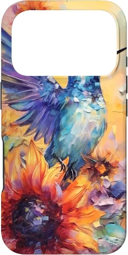 Vista 30 de Colorful Watercolor Sunflower Nature Purple Blue Hummingbird Case for iPhone 17