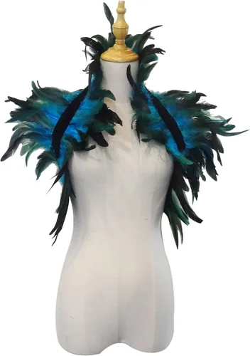 Vista 2 de L'VOW Gótico Real Natural Pluma Shrug Shrug Shrug Shoulder Wrap Cape Cuello Victoriano