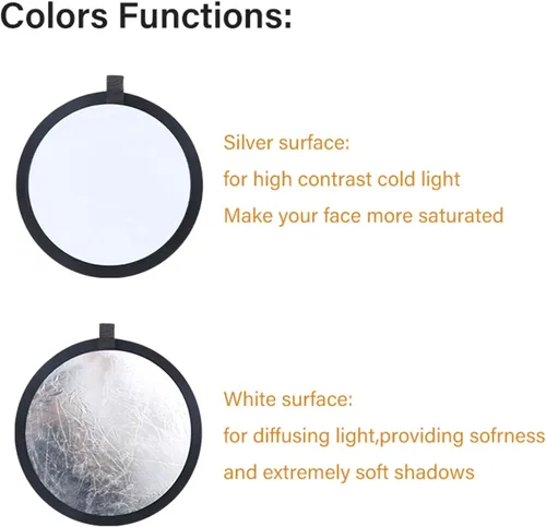 Vista 6 de MDRTIRIM Reflectores de luz 2 en 1, plegable, equipo fotográfico portátil, tablero de relleno de fotografía de 12 pulgadas (11.8 in) para interiores