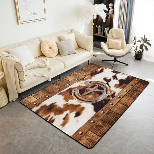 Vista 10 de Erosebridal Alfombra de vaquero occidental de 3 x 5, alfombra de caballo de toro para niños y hombres, alfombra azteca bohemia que no se desprende