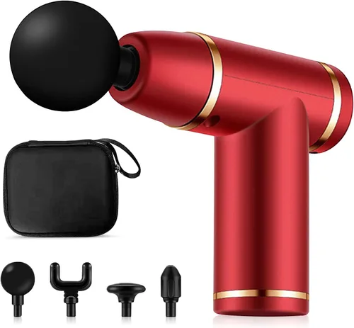 Vista 8 de Ergocar Potente pistola de masaje muscular tejido profundo, 6 velocidades masajeador de cuerpo eléctrico de mano con 4 cabezas súper silencioso Negro