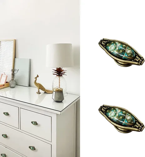 Vista 14 de Tiradores de gabinete de aleación de zinc de 2-1/2 pulgadas, pomos para muebles, diseño floral, manijas de cajón de armario de metal sólido, manijas