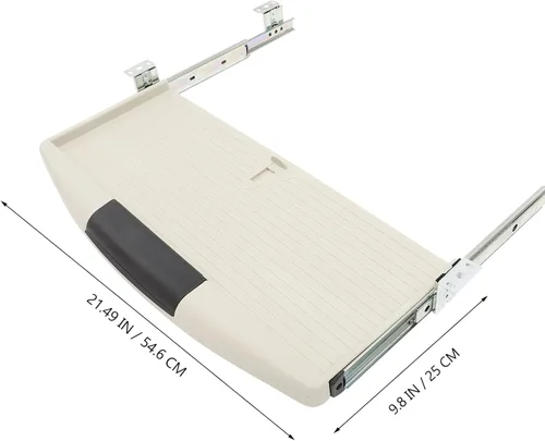 Vista 6 de MAGICLULU Caja para teclado de computadora, bandeja de teclado debajo de la mesa, cajón de teclado, soporte para computadora de escritorio, soporte