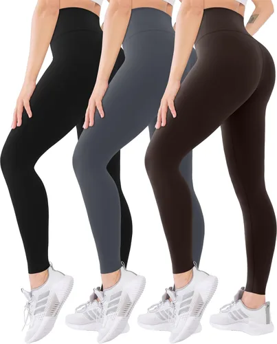 Vista 31 de Blisset - Paquete de 3 leggings de cintura alta para mujer con bolsillos, pantalones suaves y activos para control de abdomen, ideales para yoga