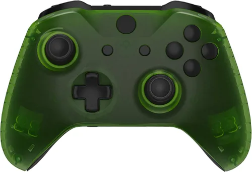 Vista 4 de eXtremeRate Transparent Clear Green Faceplate Side Rails for Xbox One Wireless Controller Model 1708, Replacement Front Housing Shell Panels for