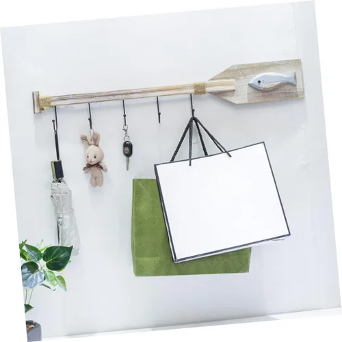 Vista 4 de DOITOOL Gancho decorativo para colgar en la pared, perchero de madera, ganchos náuticos, decoración de peces de madera, colgador de pared náutico