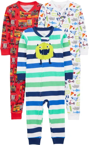 Vista 8 de Simple Joys by Carter's Pijama de algodón sin pies de ajuste cómodo para niños (3 unidades)