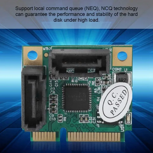 Vista 2 de Tarjeta controladora PCI Express a 3.0, adaptador Mini PCIe de 6 Gbps de alta velocidad con chip ASM1061 para expansión interna de disco duro