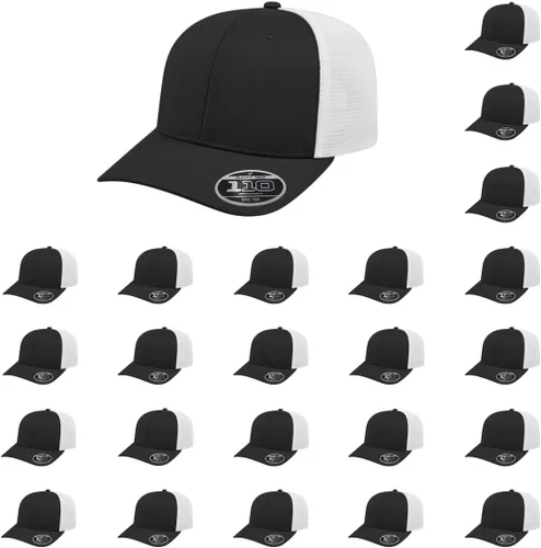 Vista 34 de Cap America i8502 Flexfit 110 Premium - Gorra de camionero de perfil medio con 6 paneles de malla trasera con protección UV y cierre ajustable