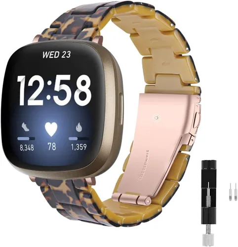 Vista 10 de Correa de reloj de resina compatible con Fitbit Versa 4/Sense 2/Versa 3/Sense 1, pulsera brazalete de moda ligera y ajustable de repuesto