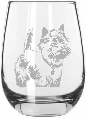 Vista 259 de Shar Pei (chino) - Vaso de vino sin tallo grabado para perro, 15.25 onzas