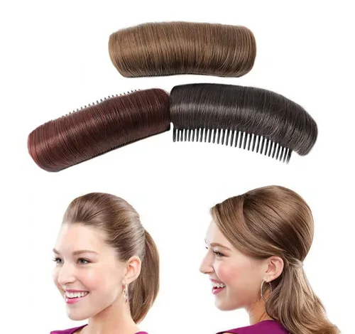 Vista 2 de 3 piezas de moño para el cabello, clip invisible para el cabello, base de volumen para mujeres, almohadilla de pelo esponjoso, herramienta