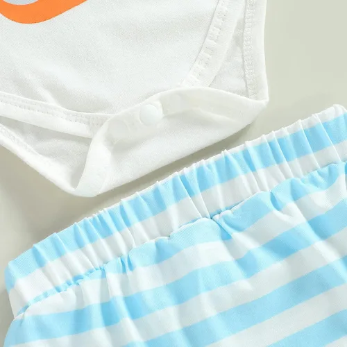 Vista 5 de My First Easter Outfits - Conjunto de 3 piezas para bebés y niñas de manga largacorta con estampado de conejo, conjunto de tops y pantalones