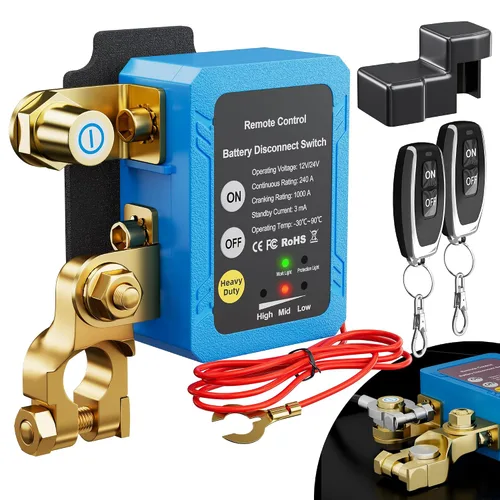 Vista 10 de RVBOATPAT Interruptor de apagado 12V 240A Interruptor de desconexión de batería remota Interruptor automático de apagado de energía Interruptores