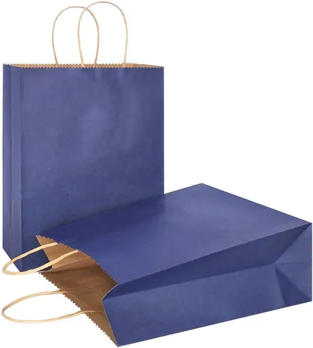 Vista 23 de AZOWA Bolsas de regalo de color azul claro, mini bolsas de papel kraft con asas para recuerdos de fiesta (4 x 2.4 x 6 pulgadas, azul, 12 unidades)