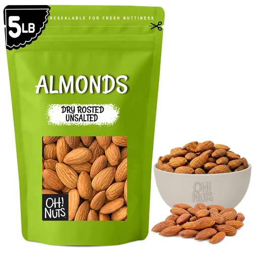 Vista 12 de Oh! Nuts Almendras tostadas en seco saladas - 1 libra - Almendras recién tostadas y saladas al horno - Envasadas en bolsa con cierre de cremallera