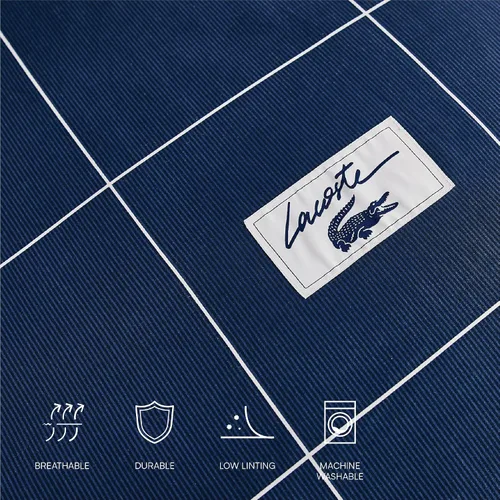Vista 7 de Lacoste Tennis Checks - Juego de edredón de sarga de algodón cepillado Azul marino/Tenis
