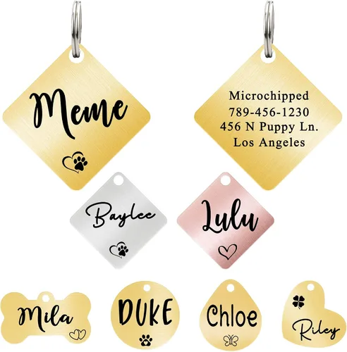 Vista 30 de Ultra Joys Etiqueta de identificación personalizada para perros y gatos
