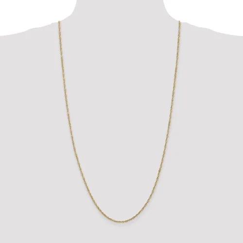 Vista 2 de Collar de cadena de Singapur de oro amarillo de 14 quilates, 0.067in, con cierre seguro de langosta