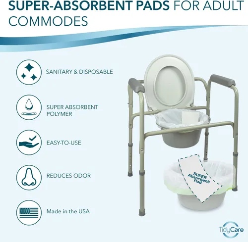 Vista 2 de TidyCare Almohadillas desechables para cama de noche para adultos, portátil, para silla de inodoro y bandeja de cama, paquete económico de 40