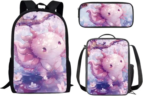 Vista 38 de Paquete de 3 bolsas escolares con estampado de bandera estadounidense para niños, mochila de gran capacidad para laptop, con cremallera, estuche
