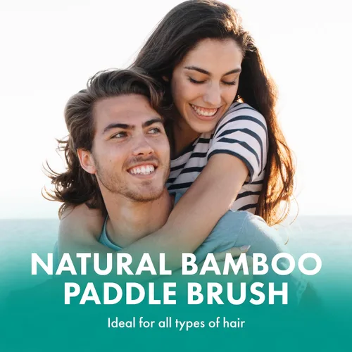 Vista 2 de Cepillo de paleta de bambú natural Agave para desenredar y alisar Bambú natural, ligero y duradero, desenreda y suaviza, añade brillo, para uso