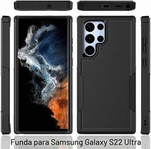 Vista 9 de Funda para Samsung Galaxy S22 Ultra: funda protectora de doble capa resistente para teléfono celular, a prueba de golpes, con protector de pantalla