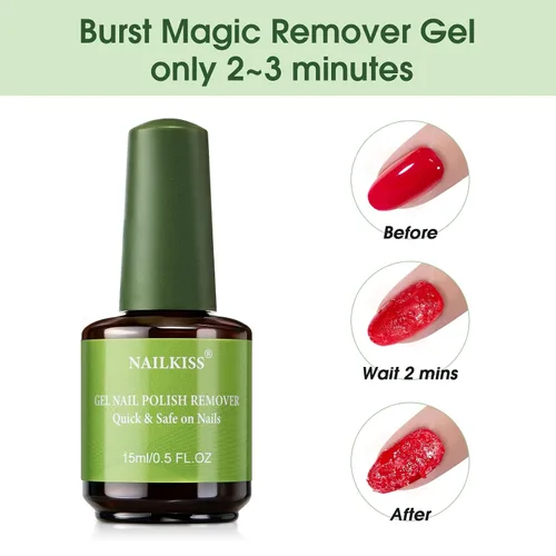 Vista 2 de Removedor de esmalte de uñas de gel de 0.5 onzas líquidas, removedor de esmalte profesional para uñas, removedor de esmalte rápido y fácil en 2-5