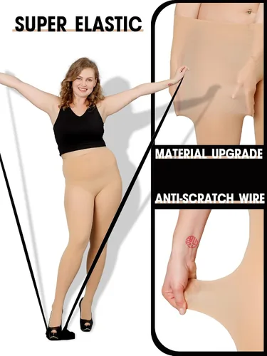 Vista 2 de DancMolly Medias de Talla Grande para Mujer, Pantimedias de Control Semiopacas de Nylon de Cintura Alta