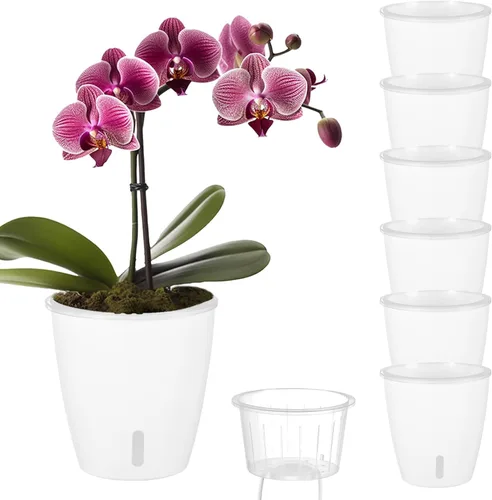 Vista 30 de Macetas de riego automático para plantas de interior, paquete de 16 macetas de riego automático con orificios de drenaje, macetas pequeñas