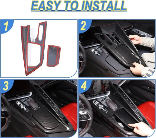 Vista 5 de CHEAYAR Cubierta de panel de palanca de cambios compatible con Chevrolet Corvette C8 2020-2023, decoración de panel de palanca de cambios