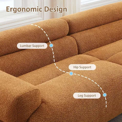Vista 7 de Sofá Loveseat Boucle Cloud de 89", Cómodo Sofá Boucle Tapizado de Asiento Profundo, Sofá Moderno de Mediados de Siglo para Sala de Estar