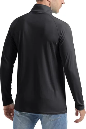 Vista 3 de CRYSULLY Camisas de pesca para hombre con protección solar UPF 50+ de manga larga y cremallera de 14