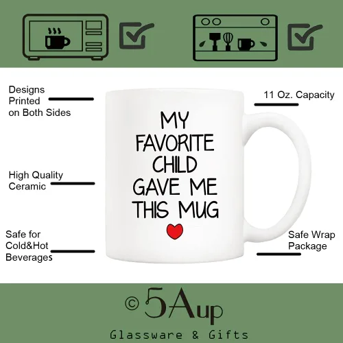 Vista 3 de 5Aup Taza con texto en inglés "My Favorite Child Gave Me This ", regalo de Navidad de parte de hija, hijo y niños, regalo de cumpleaños para papá