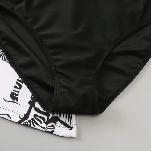 Vista 6 de Traje de baño tankini de dos piezas para mujer, con estampado de cebra, sin mangas, con bikini