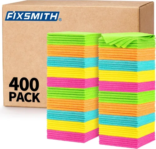 Vista 8 de FIXSMITH Paño de Limpieza de Microfibra - Paquete de 48, Toallas de Limpieza Multifuncionales, Tamaño: 12 x 16 pulgadas, Trapos de Limpieza