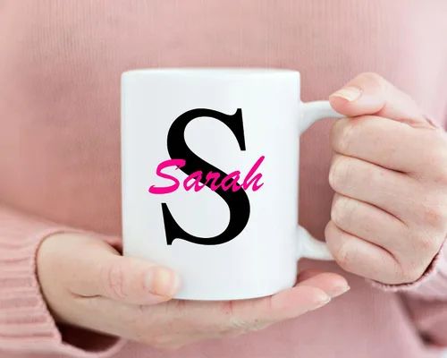 Vista 3 de Taza de café con nombre personalizado, taza de café con monograma, nombre personalizado y taza de café inicial, taza de café al mejor precio
