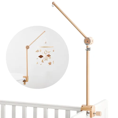 Vista 12 de let's make Brazo móvil para cuna de bebé, soporte de madera para cuna de bebé, altura ajustable para colgar cuna de bebé, accesorio para decoración