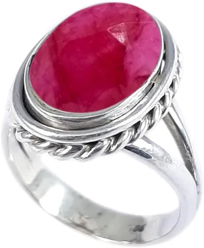 Vista 4 de Anillo fino de plata esterlina 925 para mujer, hecho a mano, joyería de piedras preciosas, anillo de moda (1379)