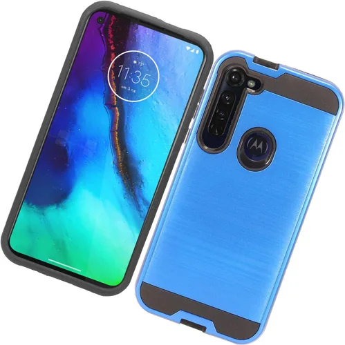 Vista 6 de Para Motorola Moto G Stylus XT2043, Moto G Power XT2041 (versión 2020) - Funda híbrida de estilo cepillado - CS3 Azul