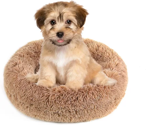 Vista 26 de NOYAL Cama Calmante en Forma de Rosquilla para Perros Pequeños a Medianos y Gatos - Cama de Mascotas de Felpa Sintética Anti-Ansiedad con Funda
