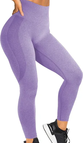 Vista 2 de YEOREO Women High Waist Seamless Workout Leggings Gym Smile Contour Yoga Pants Athletic Tights